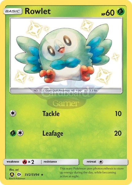 Sv02/sv94 Rowlet Rare Holo Shiny Hidden Fates Single Card