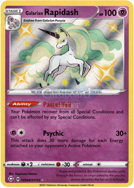 Sv048/sv122 Galarian Rapidash Holo Shiny Rare Shining Fates Single Card