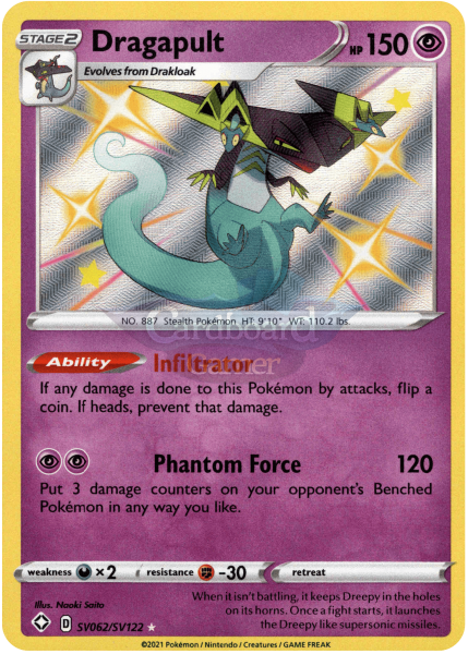 Sv062/sv122 Dragapult Holo Shiny Rare Shining Fates Single Card