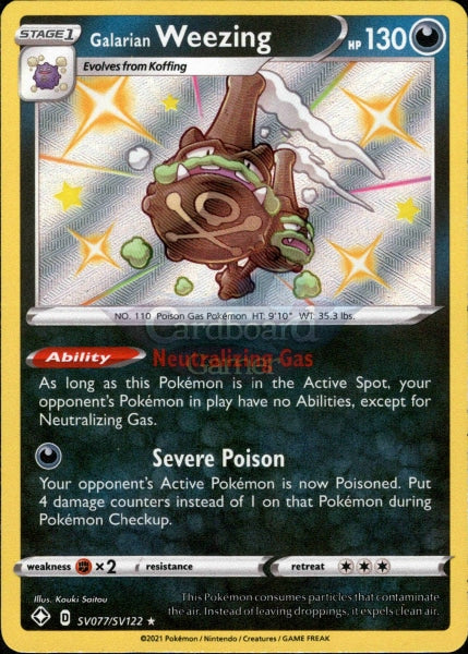 Sv077/sv122 Galarian Weezing Holo Shiny Rare Shining Fates Single Card