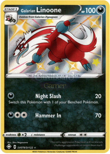 Sv079/sv122 Galarian Linoone Holo Shiny Rare Shining Fates Single Card