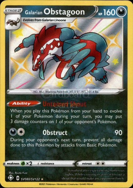 Sv080/sv122 Galarian Obstagoon Holo Shiny Rare Shining Fates Single Card