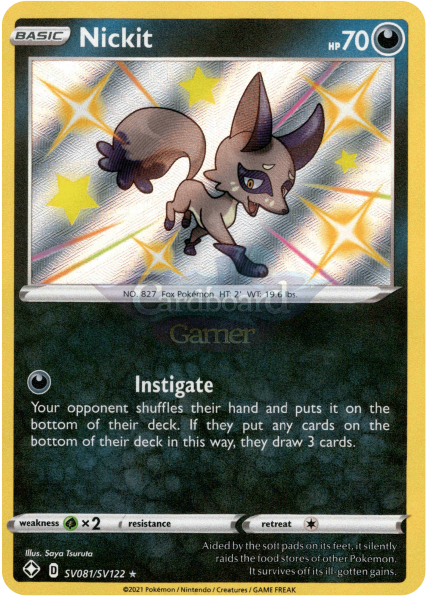 Sv081/sv122 Nickit Holo Shiny Rare Shining Fates Single Card