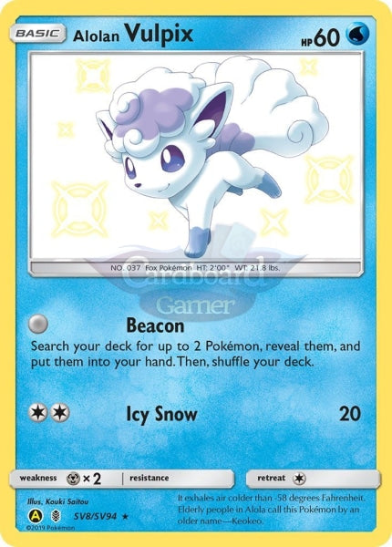 Sv08/sv94 Alolan Vulpix Rare Holo Shiny Hidden Fates Single Card