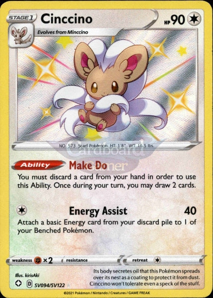 Sv094/sv122 Cinccino Holo Shiny Rare Shining Fates Single Card