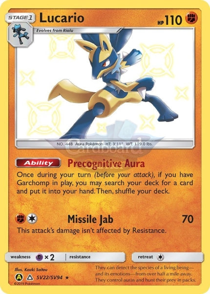 Sv22/sv94 Lucario Rare Holo Shiny Hidden Fates Single Card