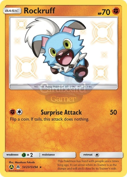 Sv23/sv94 Rockruff Rare Holo Shiny Hidden Fates Single Card