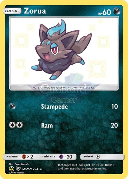 Sv25/sv94 Zorua Rare Holo Shiny Hidden Fates Single Card