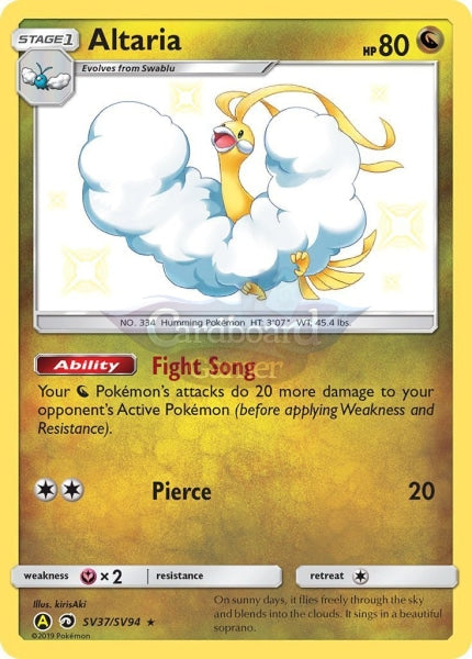 Sv37/sv94 Altaria Rare Holo Shiny Hidden Fates Single Card