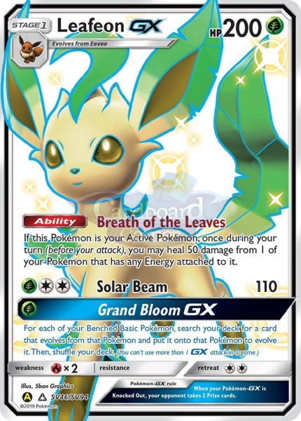 Sv46/sv94 Leafeon Gx Full Art Shiny Secret Rare Hidden Fates Single Card