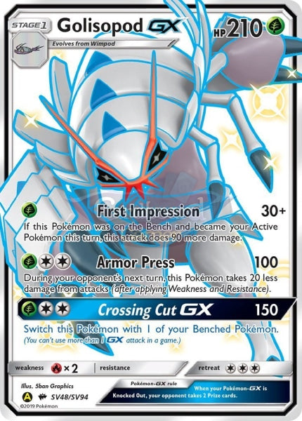 Sv48/sv94 Golisopod Gx Full Art Shiny Secret Rare Hidden Fates Single Card