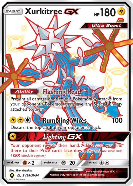 Sv58/sv94 Xurkitree Gx Full Art Shiny Secret Rare Hidden Fates Single Card