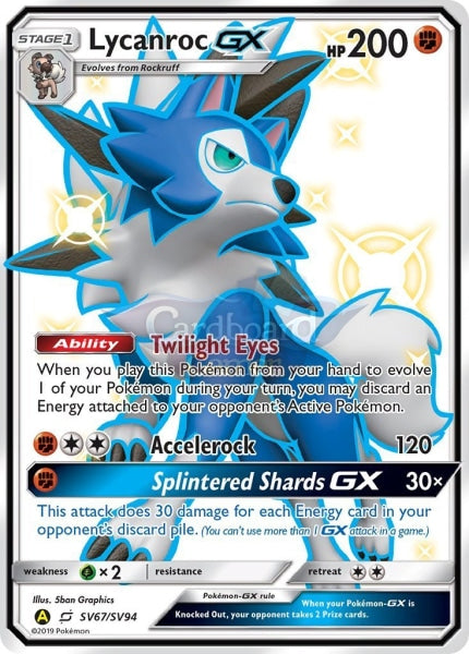 Sv67/sv94 Lycanroc Gx Full Art Shiny Secret Rare Hidden Fates Single Card