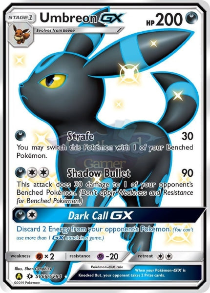 Sv69/sv94 Umbreon Gx Full Art Shiny Secret Rare Hidden Fates Single Card