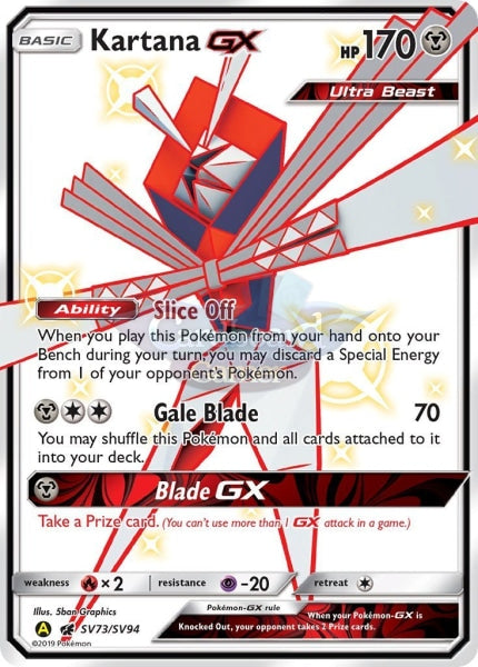 Sv73/sv94 Kartana Gx Full Art Shiny Secret Rare Hidden Fates Single Card