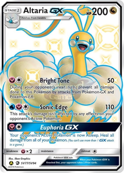 Sv77/sv94 Altaria Gx Full Art Shiny Secret Rare Hidden Fates Single Card