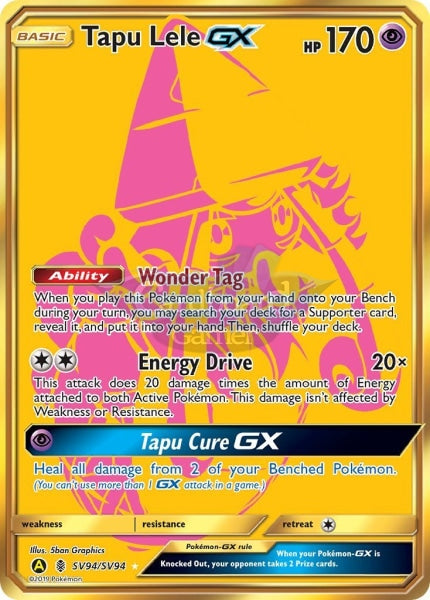 Sv94/sv94 Tapu Lele-Gx Full Art Shiny Secret Rare Hidden Fates Single Card